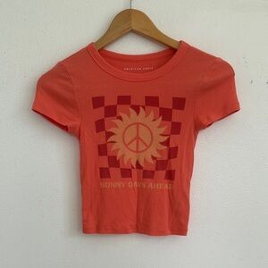 American Eagle Outfitters Orange Graphic Tee